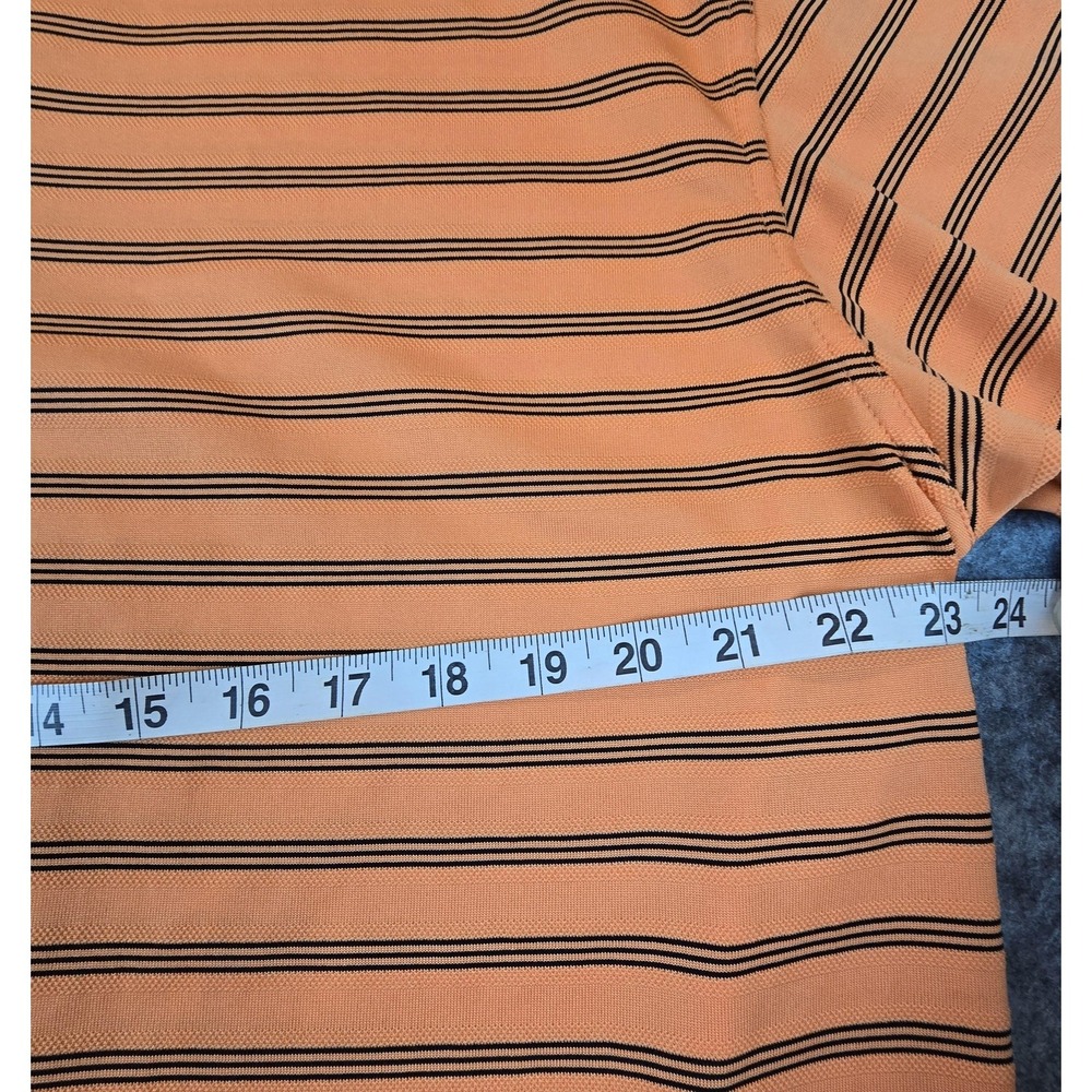 PGA Tour Polo Shirt Mens XL Orange Black Striped Golf Performance Short Sleeve - Picture 6 of 10